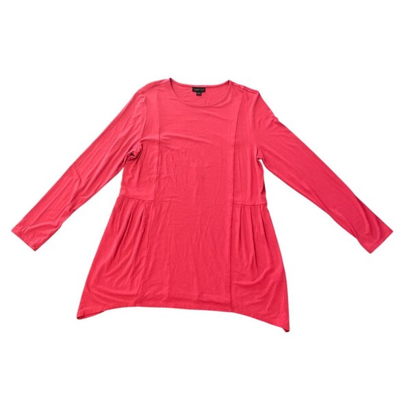 J.Jill Wearever Womens Pink 3/4 Sleeve Tunic Asymmetrical Hem top lightweight - Picture 2 of 6